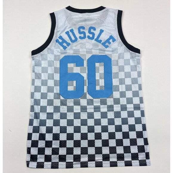 Nipsey Hussle #60 Crenshaw Headgear Classics Mens Large White Checkered Jersey - Picture 2 of 11